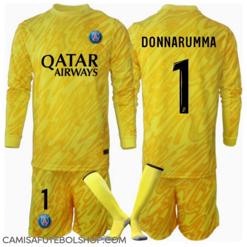 Camisa de time de futebol Paris Saint-Germain Gianluigi Donnarumma #1 Goleiro Replicas 3º Equipamento Infantil 2024-25 Manga Comprida (+ Calças curtas)